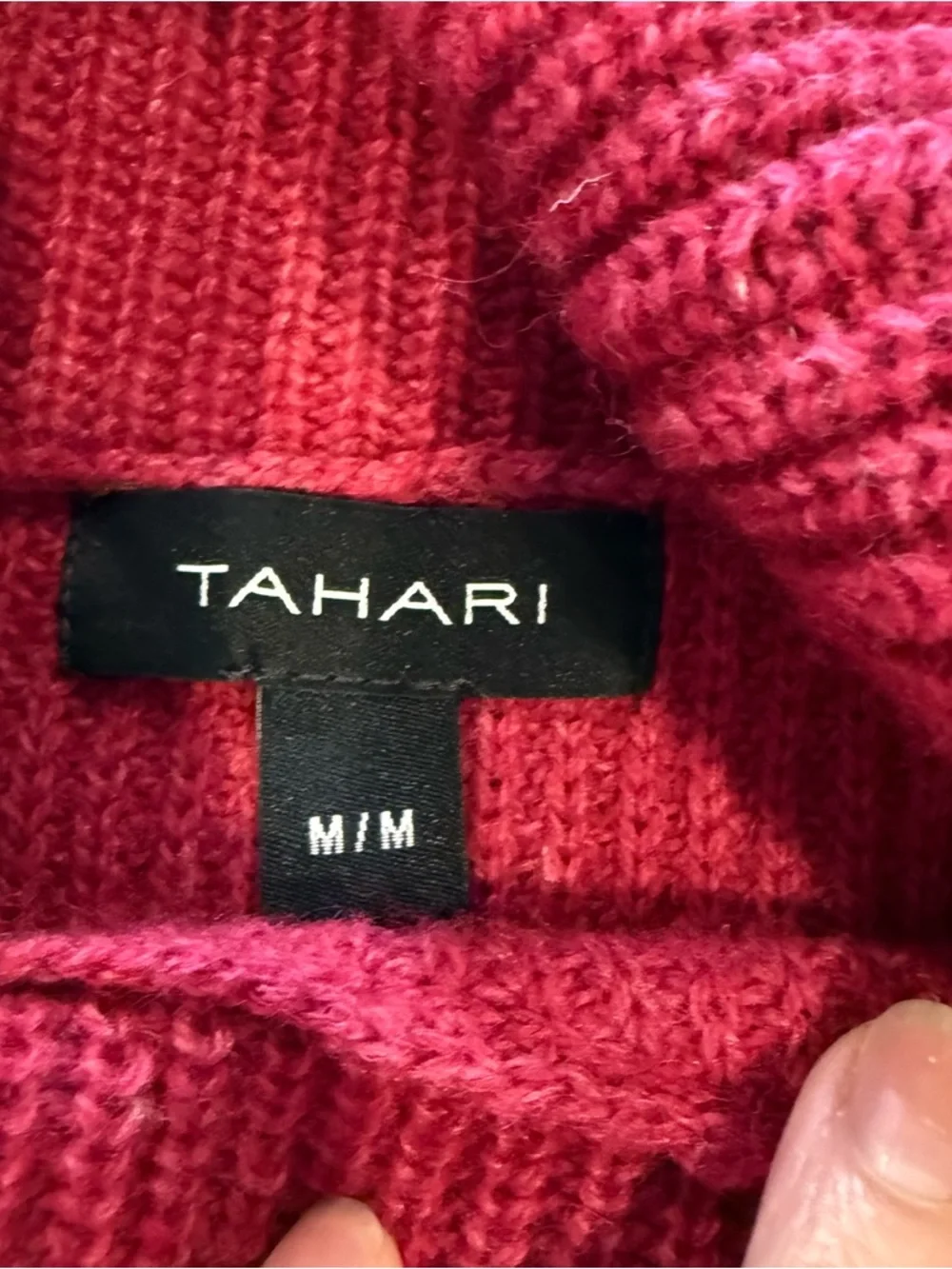 Women's Ribbed Turtleneck Sweater in Rasberry - Picture 4 of 7